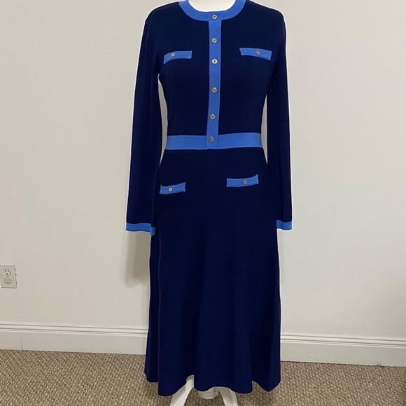 Christian Siriano Dresses & Skirts - NWOT C Wonder byChristian Siriano Navy and Blue Long Sleeve  Sweater Dress